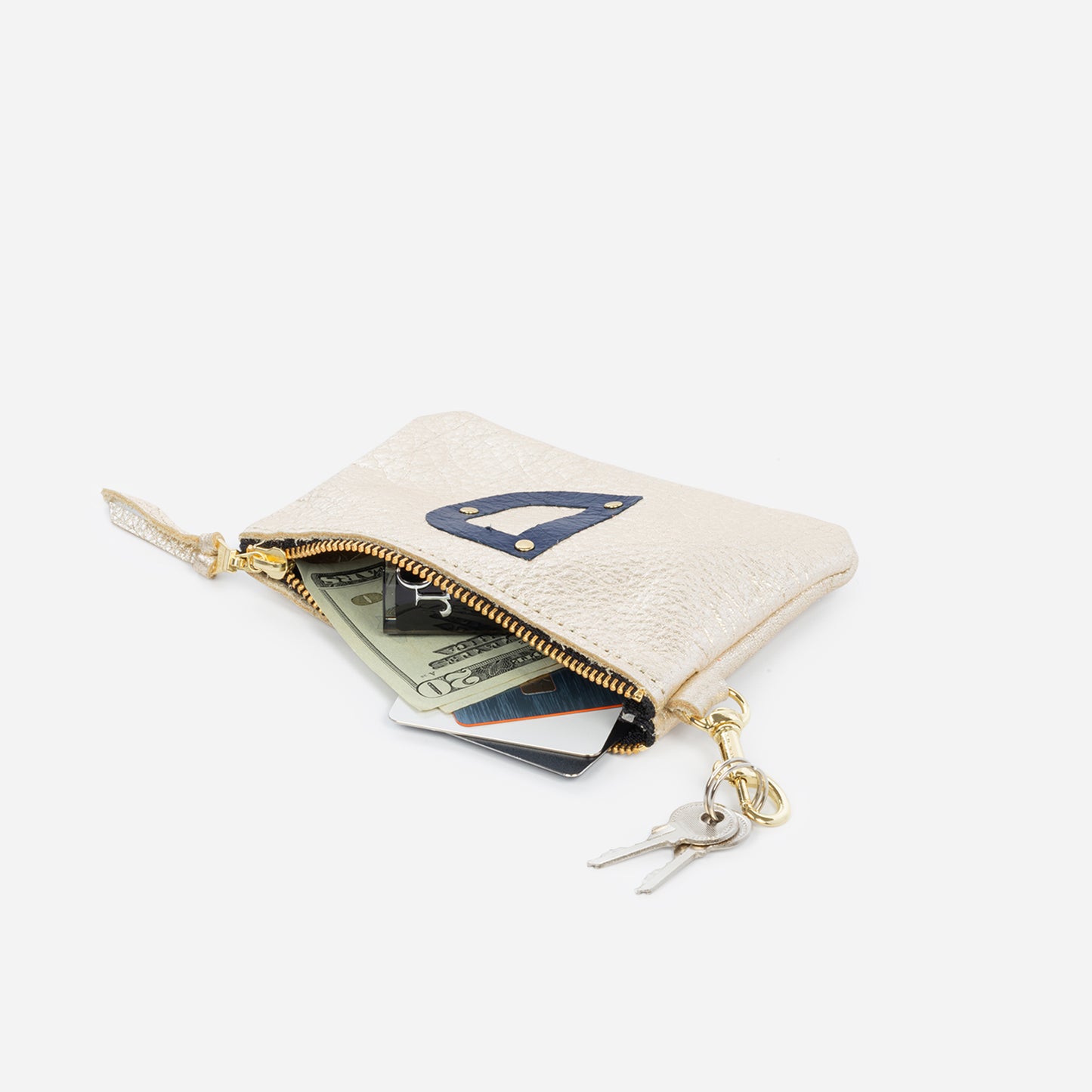 Shay Mini Leather Pouch Champagne Initial