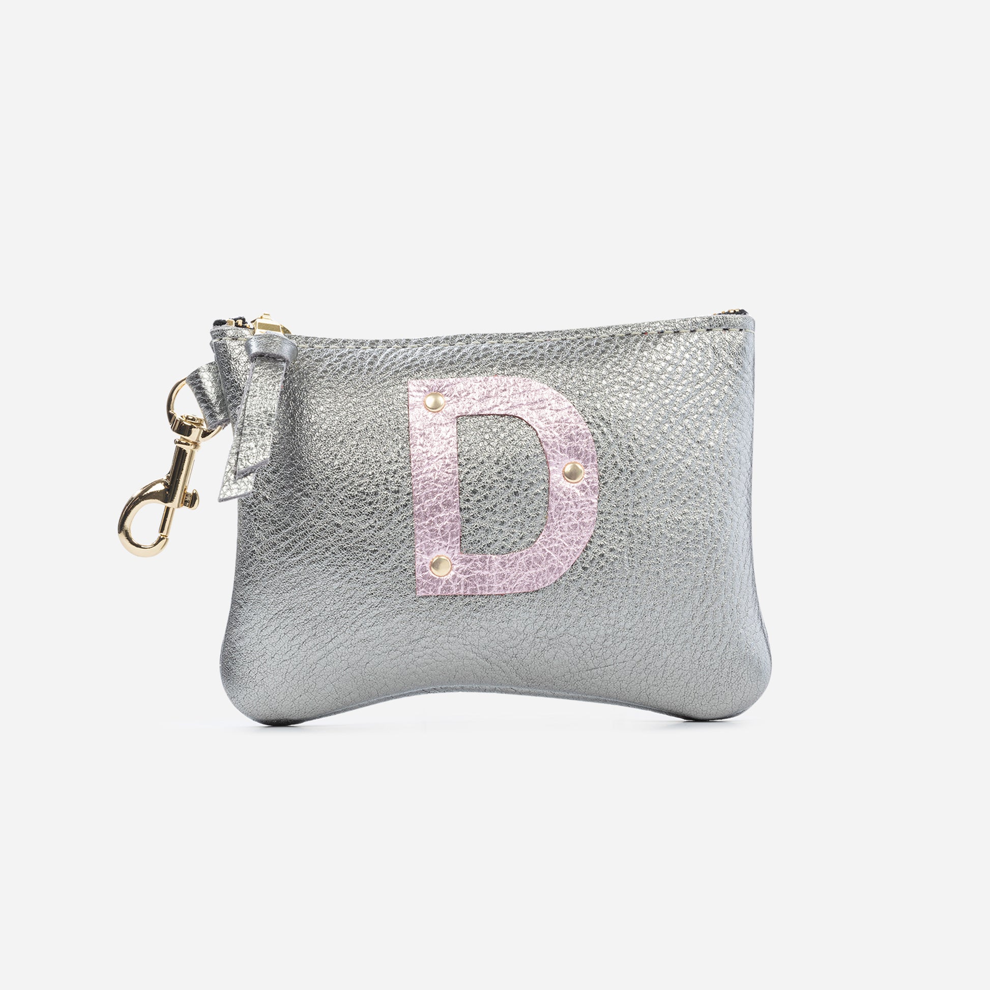 Shay Mini Leather Pouch Graphite Initial