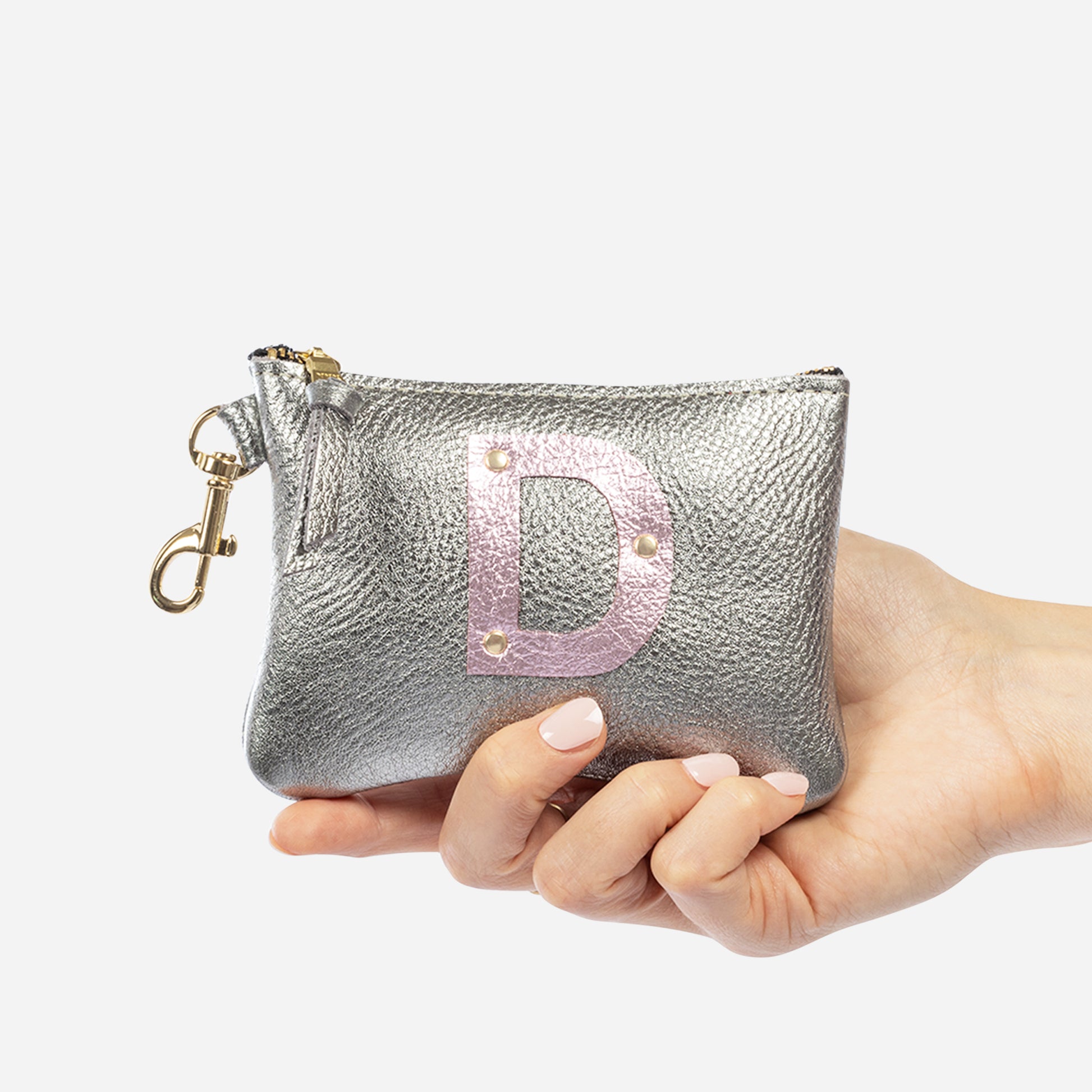 Shay Mini Leather Pouch Graphite Initial