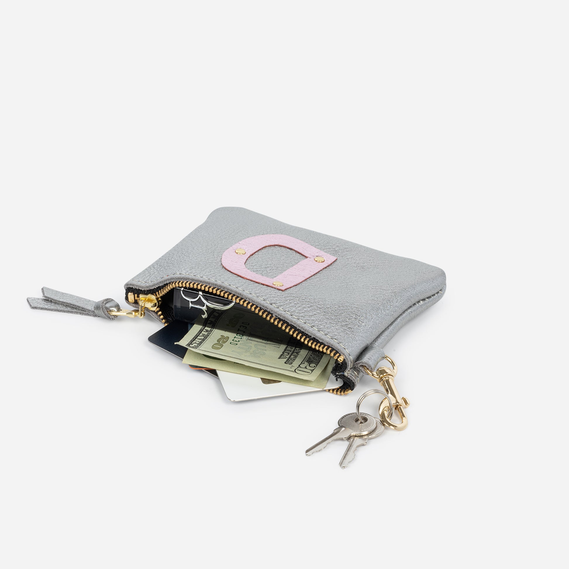 Shay Mini Leather Pouch Graphite Initial