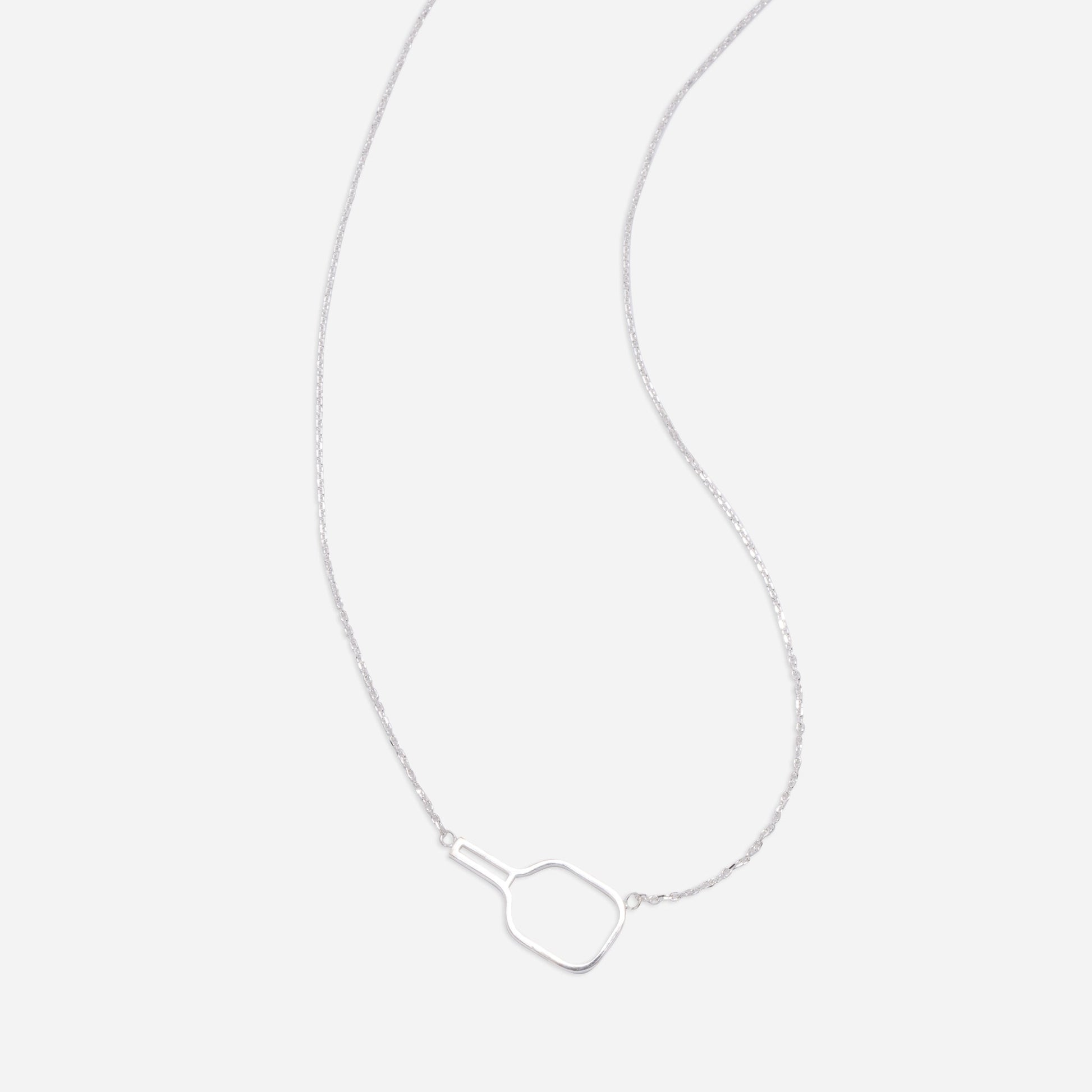 Pickleball Paddle Necklace Silver
