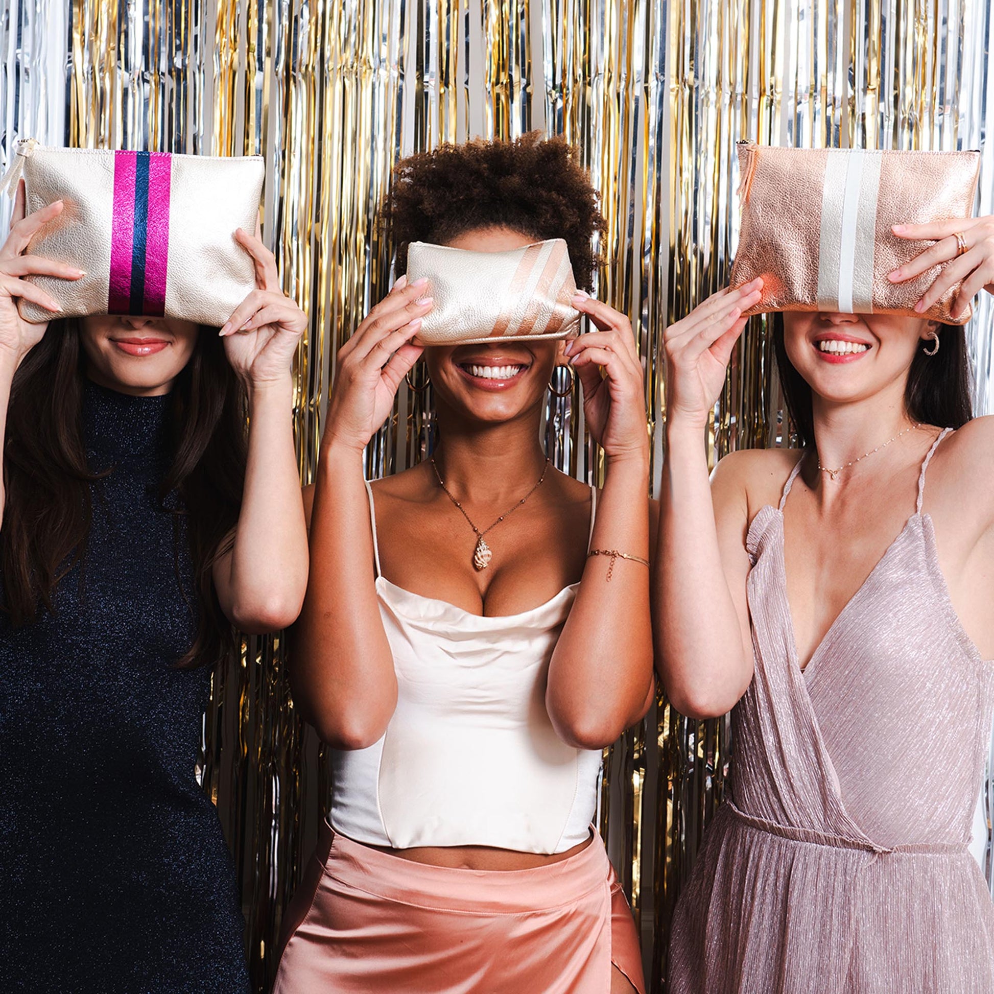 Bree Small Leather Pouch Champagne & Rose Gold