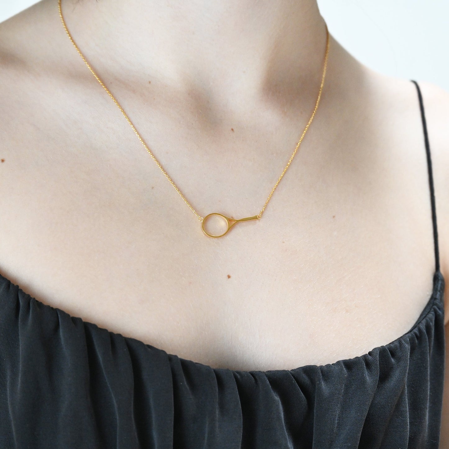 Tennis Racquet Necklace Gold