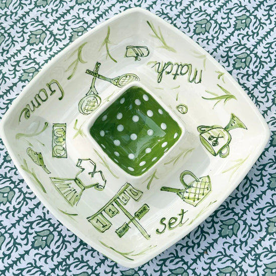 Painted tennis themed serving platter.