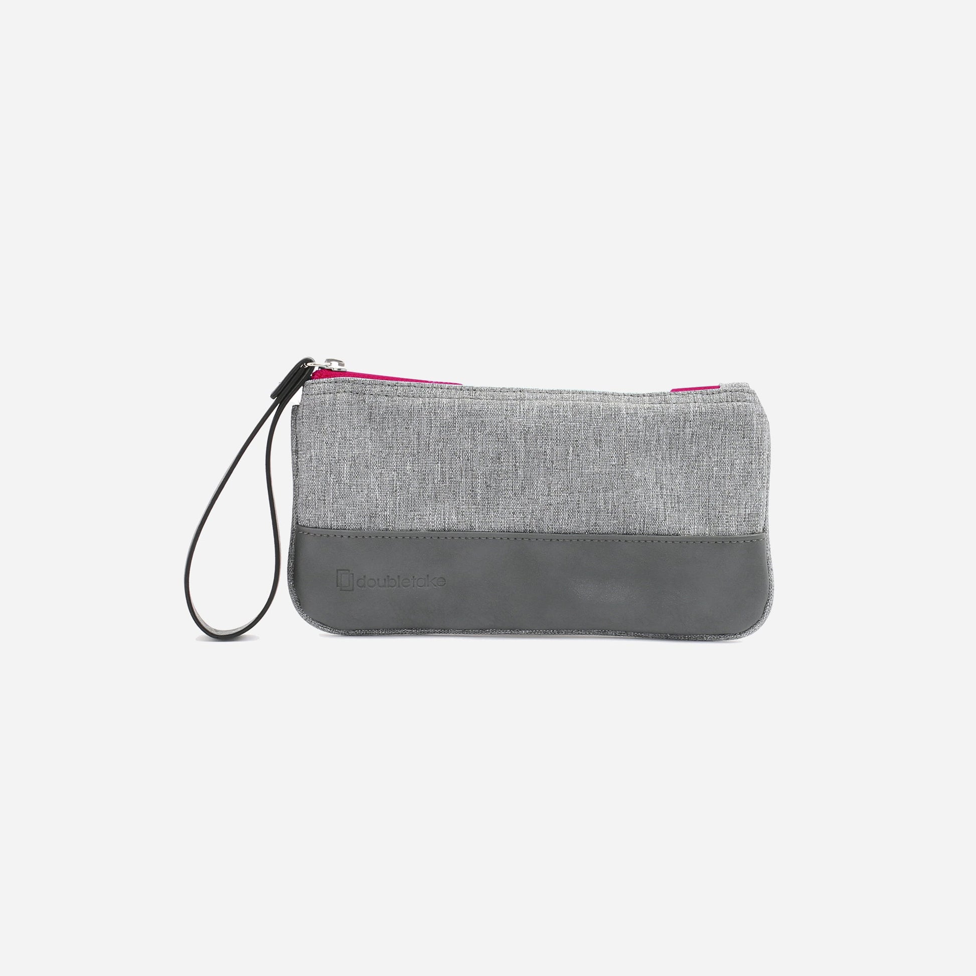 Wells Wristlet Grey & Blush