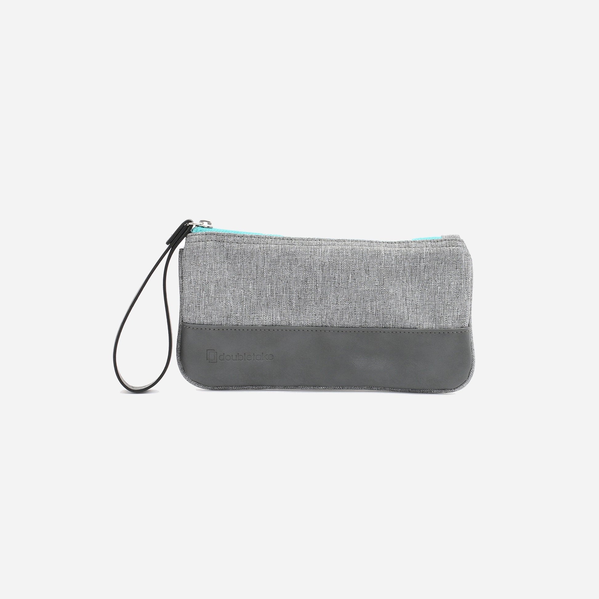 Wells Wristlet Grey & Teal