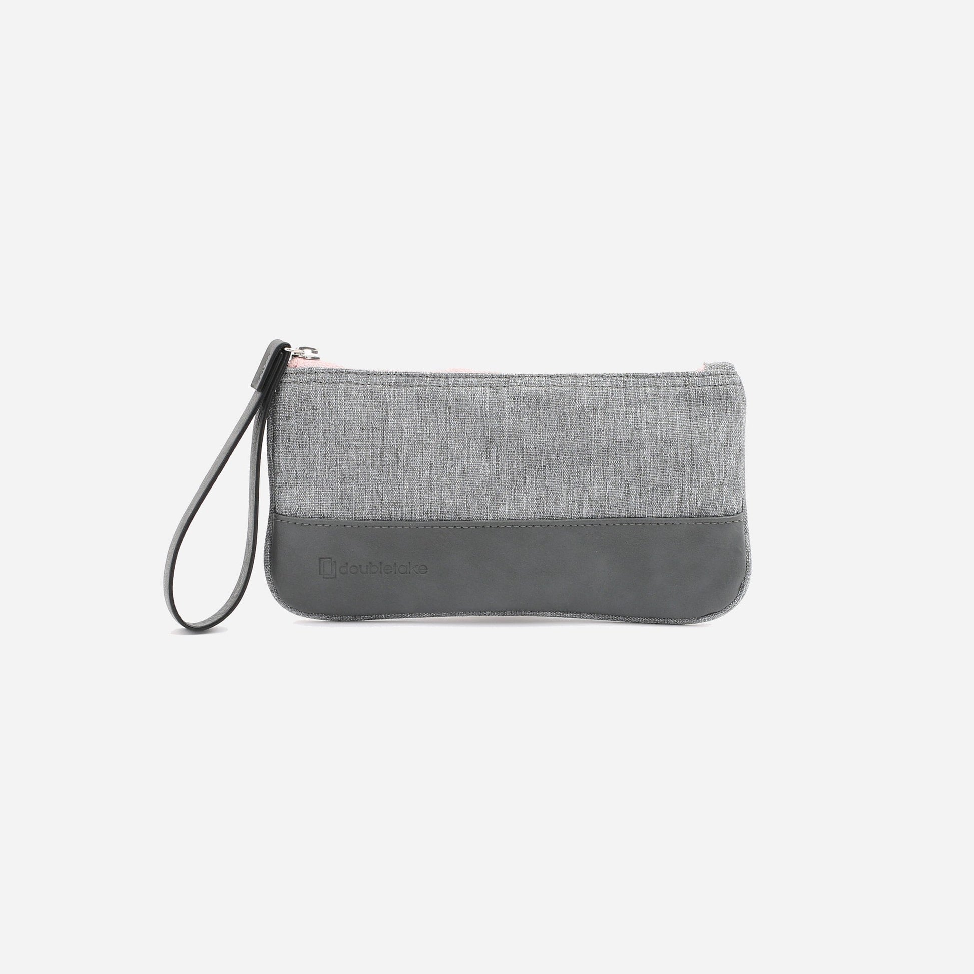 Wells Wristlet Grey & Blush
