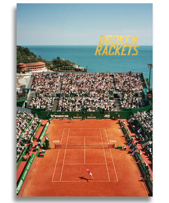 Cover of the Broken Rackets photography book featuring a tennis court