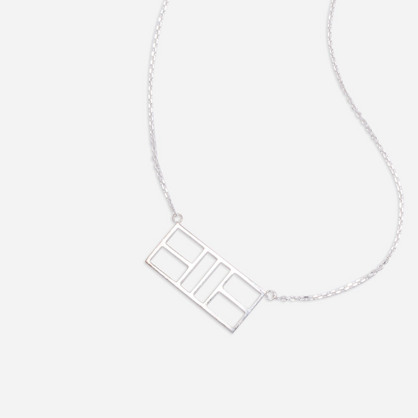 Pickleball Court Necklace Silver