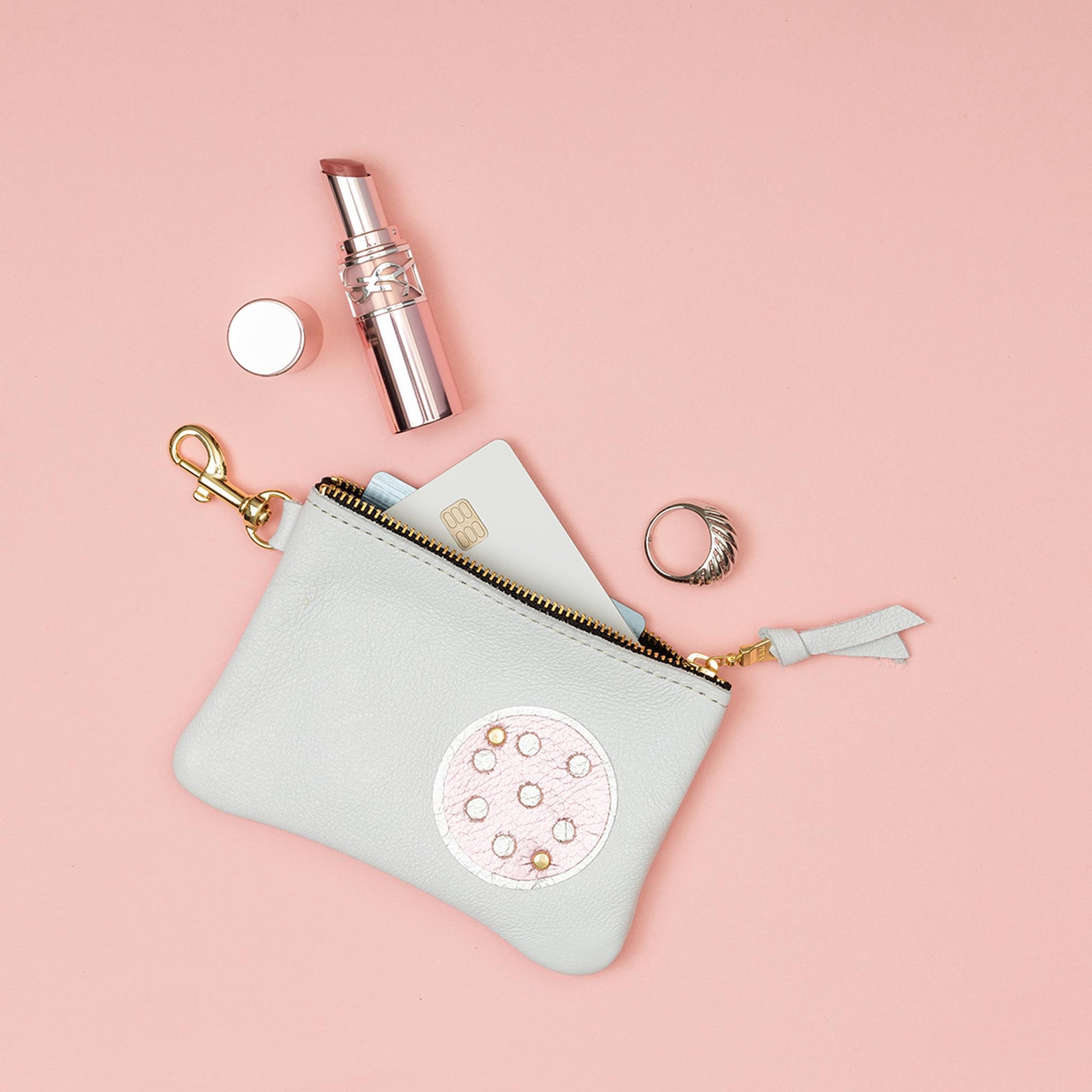 Shay Mini Leather Pouch Snow Pickleball