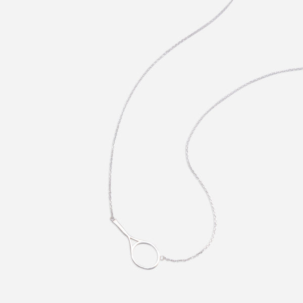 Tennis Racquet Necklace Silver